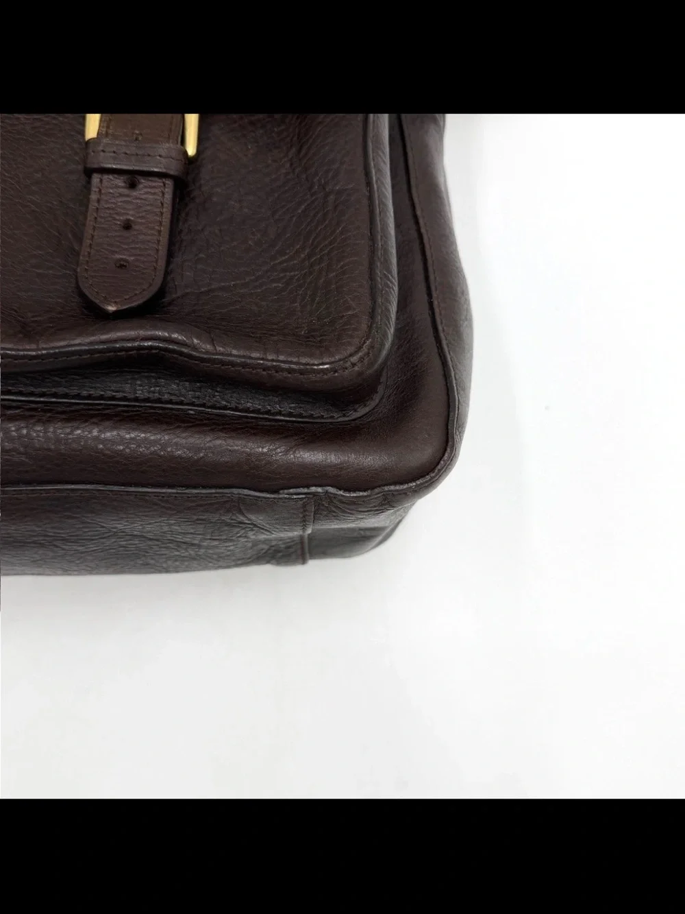 Mulberry Dark Brown Leather Messenger with Tan Canvas Strap